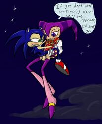 1boy 1futa blue_fur crossover exposed_torso footwear furry futa_on_male futanari handwear hedgehog intersex mammal nights nights_into_dreams sonic_(series) sonic_the_hedgehog straight_hair