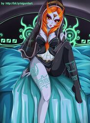 breasts female garter_belt large_breasts lingerie midna orange_eyes orange_hair panties sigurdhosenfeld solo the_legend_of_zelda twili twili_midna twilight_princess