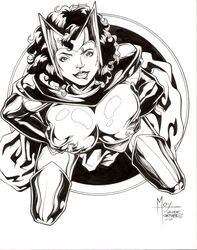 2006 avengers female female_only g.w._fisher human jeff_moy marvel marvel_comics monochrome nipples scarlet_witch solo straight_hair superheroine tagme wanda_maximoff x-men