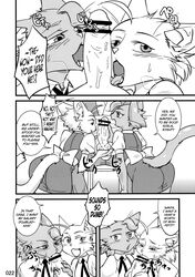 anthro comic doujinshi feline fellatio female human human_on_anthro interspecies kazuhiro kemono maid maid_uniform mammal oral sex translated