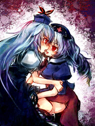 2girls eirin_yagokoro female hat keine_kamishirasawa kissing long_hair multiple_girls pussy_juice ribbon ribbons tears touhou ukyo_rst yuri