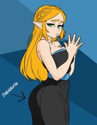 1girls big_ass breath_of_the_wild female female_only looking_at_viewer praying princess_zelda sketch the_legend_of_zelda xmito zelda_(breath_of_the_wild)