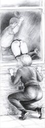 1boy 2girls femsub hairbrush husband_and_wife paula_meadows spanking voyeur watching_through_window