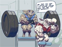 2girls abs biceps disney female hyper_muscles judy_hopps muscles muscular muscular_arms muscular_female muscular_legs muscular_thighs needs_breasts pecs rabbit sheep weights zootopia