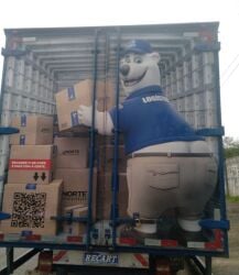 1boy anthro ass big_ass butt_crack chubby delivery_(commerce) furry furry_only lowres male male_only mascot norte_refrigeracao official_art photo_(medium) polar_bear portuguese_text qr_code solo text