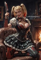 4k_render action_girl aesthetic_ai aesthetic_character aesthetic_render aesthetic_woman ai_art ai_generated alluring_character animated_character anime_inspired antihero artistic_render bad_girl beautiful_character blonde_hair bold_female chaotic_beauty chaotic_energy character_design charming_character cinematic_lighting cinematic_lighting_render cinematic_render city_of_gotham cleavage clown_girl color_theme colorful_aesthetic comic_character comic_fanart comic_girl comic_style concept_art confident_female confident_pose confident_smile cool_pose cute_baddie cute_crazy dangerous_beauty dc dc_comics detailed_character_art detailed_character_render detailed_illustration detailed_painting detailed_portrait detailed_render digital_art digital_painting dynamic_pose enchanting_pose fan_favorite fanart fantasy_art fantasy_female fantasy_heroine fantasy_render fantasy_woman female_icon female_villain fun_expression gotham harley_quinn high_quality_render iconic_character joker_girlfriend joker_partner mallet mischievous_pose mischievous_smile nipple_bulge performance_pose playful_expression playful_pose powerful_female punk_style realistic_lighting realistic_render red_and_black strong_female stylish_outfit stylized_art twintails villainess weapon_pose wild_personality