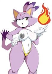 1girls 5_fingers anthro areolae ass big_breasts blaze_the_cat breasts breasts_out cameltoe cat cat_girl chilisauce countershade_torso countershading dipstick_hair eyelashes feline female female_only fire flame furry gem gem_on_forehead gloves gluteal_fold grey_areola grey_nipples hand_on_hip head_tilt head_tuft hips hourglass_figure large_breasts midriff mobian_(species) naked naked_female navel nipples nude nude_female pout pouting purple_body purple_fur pyrokinesis raised_eyebrow sega slightly_chubby slightly_chubby_female slim_female slim_thick solo sonic_(series) sonic_the_hedgehog_(series) tail thick_thighs thong thong_only three-quarter_view tied_hair tits tits_out two-tone_body underwear underwear_only white_body white_fur wide_hips yellow_eyes