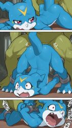 ai_generated blue_body blue_skin digimon dinosaur minotaur orc orc_male penetration raped_by_monster stomach_bulge veemon