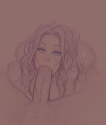 1boy 1girls ai_generated avatar_the_last_airbender bimbo blowjob female katara male sketch spizcyai