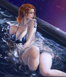 1girls 2d 2d_(artwork) 2d_artwork adult adult_female arm_tattoo big_breasts bikini bikini_only bikini_top black_bikini black_bikini_top black_swimsuit black_swimwear blue_tattoo breasts busty busty_female busty_girl cleavage collarbone digital digital_art digital_drawing digital_drawing_(artwork) digital_media digital_media_(artwork) drawing dripping_wet female female_focus female_only ginger ginger_hair half_submerged halterneck head_tilt high_resolution highres knees large_boobs large_breasts lean_figure lips lipstick looking_sideways looking_to_the_side mature mature_female nami_(one_piece) narrow_waist necklace night night_background night_sky night_time one_piece orange-eyed_female orange-haired_female orange_eyebrows orange_eyes orange_hair orange_hair_female partially_submerged partially_submerged_legs pre-timeskip red_lips red_lipstick short_hair shoulders shueisha slender_body slender_waist slim_female slim_waist soaked solo string_bikini submerged_feet submerged_legs swimsuit swimwear tako_art tattoo tattoo_on_arm tattooed_arm thick_thighs thighs tilted_head upper_body water wavy_hair wet wet_belly wet_bikini wet_body wet_breasts wet_face wet_hair wet_legs wet_skin wet_swimsuit wet_thighs