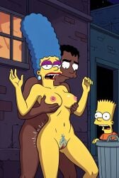 ai_generated bart_simpson breasts dark-skinned_male female male marge_simpson milf mother multiple_males ntr rape the_simpsons