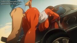 1girls 2d 2d_animation adhoc_studio against_car against_surface against_vehicle animated animated_gif areola ass balls bent_over big_breasts biped breasts butt_jiggle car demon demon_humanoid detailed_background dispatch_(game) duo female female_penetrated flou genitals gif glistening glistening_body hanging_breasts humanoid jiggling low-angle_view male male/female male_penetrating malevola_gibb nipples not_furry outside penetration penile penile_penetration penis red_body reflection robert_robertson sex swinging_breasts vehicle