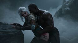 1boy 1girls 2026 against_wall ai_generated anal anal_sex animated breasts cd_projekt_red ciri clothed_female_nude_male dark-skinned_male dark_skin doggy_style female from_behind green_eyes interracial light-skinned_female light_skin male nipples open_mouth pants_down pants_pulled_down partially_clothed pussy rough_anal rough_sex sex sound tagme the_witcher_(series) the_witcher_3:_wild_hunt video white_hair