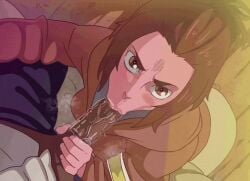 1boy 1girls aged_up anger angry angry_expression angry_eyes angry_face angry_fellatio angry_female angry_sex animated ass attack_on_titan blowjob brat brown_eyes brown_hair d-art dark-skinned_male dark_skin dick drool drooling drooling_on_partner drooling_on_penis fully_clothed fully_clothed_female gabi_braun gif hi_res jiggling_ass long_penis looking_at_viewer looking_up mostly_clothed mostly_clothed_male penis penis_in_mouth ponytail saliva saliva_trail shingeki_no_kyojin younger_female