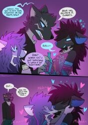 aisling_(mistyfur) alcohol allergy anthro beer beverage blue_eyes blush blush_lines bottle brown_hair canid canine canis circe_(pankallisti) container cuckold dark daughter_(lore) dialogue english_text facial_markings father_(lore) father_and_child_(lore) father_and_daughter_(lore) female female/female french_kissing fur grey_body grey_fur group hair head_markings heart_symbol hi_res humor incest_(lore) kissing larger_male malakai_(malakai) male mammal markings monster_energy monster_energy_can murid murine pankallisti parent_(lore) parent_and_child_(lore) parent_and_daughter_(lore) prosthetic prosthetic_arm prosthetic_limb purple_body purple_fur purple_hair rat rodent sibling_(lore) sister_(lore) sisters_(lore) size_difference sloppy_kiss smaller_female speech_bubble text trio wolf