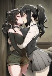 age_difference ai ai-created ai_art ai_generated ashley_graves big_breasts blush blushing breasts breasts_press breasts_pressed_against_another breasts_to_breasts closed_eyes clothed daughter french_kiss hugging hugging_while_kissing incest incest_(lore) incestuous incestuous_(lore) kissing large_breasts lesbian lesbian_milf lesbian_sex milf mother mother/daughter mother_and_daughter mother_and_daughter_yuri mother_on_daughter older_female_and_younger_female older_woman_and_teenage_girl older_woman_and_younger_girl renee_graves saliva saliva_drip saliva_string skirt the_coffin_of_andy_and_leyley yuri