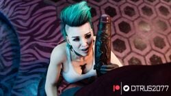 1boy 1girls 3d big_penis cd_projekt_red citrus2077 cyberpunk_2077 dark-skinned_male dark_skin huge_cock interracial light-skinned_female penis penis_out punk punk_girl rogue_amendiares shaved_side thick_penis