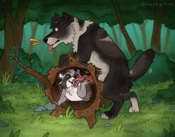 2026 anatomically_correct anatomically_correct_genitalia anatomically_correct_penis animal_genitalia black_body black_fur bodily_fluids canid canine canis confusion coontail coontail_v2 cum domestic_dog dripping duo exclamation_point fellatio feral feral_on_feral fernsigillum forest fur genital_fluids genitals glory_hole grass grey_body grey_fur hi_res knot leaking_precum log looking_pleasured male male/male mammal masturbation mischievous mischievous_smile multicolored_body multicolored_fur oral paws penile penis plant precum precum_drip precum_on_face procyonid raccoon raised_tail red_penis rock saliva_drop sex sheath sigh size_difference stealth_sex surprise_oral tail tail_motion tongue tongue_out tree tree_stump white_body white_fur wide_eyed wood
