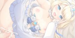 1boy 1boy1girl 1girl bed bedroom blonde_hair breasts breasts_out censored clothed cum cum_in_pussy cum_inside dress game_cg gloves hair_ornament insertion jeanne_d'arc_(legend_clover) large_breasts laying laying_on_back laying_on_bed legend_clover_x long_hair missionary missionary_position mosaic_censoring nipples on_bed open_clothes open_dress orgasm penis pussy sex skirt_lift straight_hair tiara tied_hair vaginal vaginal_insertion vaginal_penetration vaginal_sex wedding_dress wedding_tiara