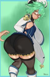 1girls ass ass_grab blush embarrassed genshin_impact green_hair greenopi mikleodeus sucrose_(genshin_impact)