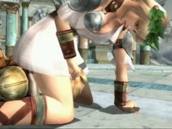 3d blonde_hair breasts cap cunnilingus facesitting green_eyes long_hair male milf oral screencap siegfried siegfried_schtauffen sitting sitting_on_person sophitia_alexandra soul_calibur soul_calibur_iii spread_legs