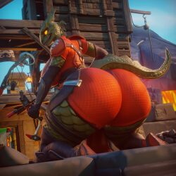 3d 3d_(artwork) anthro big_breasts clothed ctgiantess dragon_girl fortnite fortnite:_battle_royale green_body huge_ass hyper hyper_ass scales synthesis_(fortnite) thick_ass thick_thighs wide_hips wide_thighs