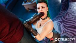 1boy 1girls 3d blowjob cd_projekt_red citrus2077 cyberpunk_2077 dark-skinned_male dark_skin fellatio huge_cock interracial light-skinned_female oral oral_sex penis_in_mouth punk punk_girl rogue_amendiares shaved_side sucking sucking_penis thick_penis too_big