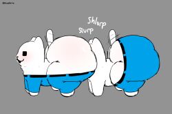 2026 anal annoying_dog_(undertale) artist_name ass axoarts big_butt black_eyes black_nose blue_bottomwear blue_clothing blue_pants blush bottomwear canid canine canis clothing digital_media_(artwork) domestic_dog duo feral feral_on_feral fur grey_background hi_res if_a_dog_wore_pants male male/male male_rimmed male_rimming male_rimming_male mammal meme motion_lines oral pants quadruped rimming rimming_male sex side_view simple_background tail tail_motion tailwag text thick_thighs undertale undertale_(series) white_body white_fur white_tail