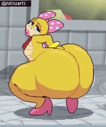 animated anthro ass ass_shake ass_shaking bottom_heavy female gif huge_ass hyper hyper_ass loop looping_animation nitsuarts pixel_art shaking_ass shaking_butt small_breasts super_mario_bros. throwing_it_back twerking wendy_o._koopa yellow_skin