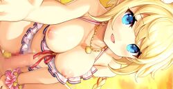 1boy 1boy1girl 1girl after_sex before_sex bikini bikini_aside bikini_bottom bikini_bottom_aside bikini_top blonde_hair breasts censored cowgirl_position cum cum_in_pussy cum_inside game_cg girl_on_top hair_ornament insertion jeanne_d'arc_(legend_clover) large_breasts legend_clover_x long_hair mosaic_censoring necklace nipples open_bra orgasm penis sex straight_hair tied_hair vaginal vaginal_insertion vaginal_penetration vaginal_sex