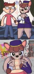 animal_crossing anthro ass balls bedroom_eyes big_breasts big_butt bodily_fluids bottomless breasts cleavage clothed clothing deer deirdre_(animal_crossing) duo female first_person_view genitals half-closed_eyes heart_eyes heart_symbol hi_res human inviting inviting_to_sex kiss_mark klutzatdusk lips lipstick_on_balls lipstick_on_penis male male/female mammal narrowed_eyes nintendo one_eye_closed oral oral_penetration penetration penis pov_blowjob saliva saliva_on_penis seductive thick_lips thick_thighs tight_clothing undressing villager_(animal_crossing) wide_hips wink