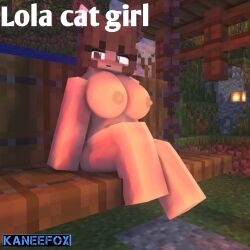 1girls 3d ass breasts brown_hair cat_ears cat_humanoid erect_nipples horny_female kaneefox lola_(kaneefox) looking_at_viewer mine-imator minecraft outside smile solo solo_female tagme wet_pussy