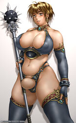 bb bikini blob breasts female fupa huge_breasts large_breasts mace phaia short_hair swimsuit weapon youhei_kozou