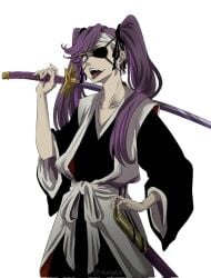 bleach bleach:_the_thousand-year_blood_war eyepatch female_only purple_hair rakusakugk saitou_furoufushi shinigami_uniform small_breasts twintails