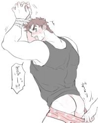 battle_tendency boxers jojo's_bizarre_adventure joseph_joestar male male_only nakaji open_mouth underwear underwear_down underwear_pulled_down