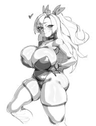 ass big_ass big_breasts blush choker female female_only makinakid monochrome nicole_demara overflowing_thighs posing sketch stockings thighs zenless_zone_zero