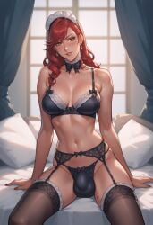 1futa ai_generated bulge dollar_ai futanari lingerie maid mitsuru_kirijo persona persona_3