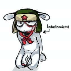 blood bunny furry furry_only lobotomy male male_only mitu_(xiaomi) penis ushanka white_background xiaomi