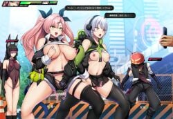 2boys 3girls anby_demara animal_ear_fluff animal_ears black_leotard black_ribbon black_skirt black_thighhighs blush bowlegged_pose braid breasts building change_in_common_sense clothes_lift commentary_request daiaru fingering gameplay_mechanics green_eyes grey_hair hair_ornament hair_ribbon hairclip hand_in_another's_panties headphones health_bar highleg highleg_leotard holding holding_phone hypnosis jacket japanese_text large_breasts leotard long_hair long_sleeves looking_at_phone medium_breasts mind_control miniskirt mole mole_on_breast multiple_boys multiple_girls mutual_fingering mutual_masturbation navel nicole_demara nipple_stimulation nipple_tweak o-ring o-ring_thigh_strap open_mouth outdoors phone pink_hair ribbon see-through see-through_leotard short_hair single_thighhigh skirt skyscraper speech_bubble standing thigh_strap thighhighs translation_request tweaking_own_nipple two_side_up yuri zenless_zone_zero