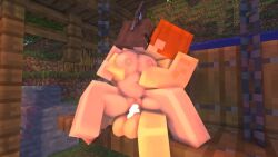 1boy 1girls 3d breasts brown_eyes brown_hair cat_ears cat_humanoid cat_tail catgirl comic cum cum_in_pussy cum_inflation cum_inside erect_nipples female horny_female kaneefox lola_(kaneefox) male masturbation mine-imator minecraft nude_female nude_male outside riding spread_legs tagme vaginal_penetration wet_pussy