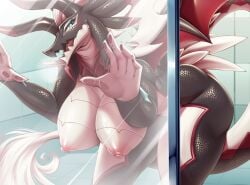 2d absurd_res anthro anthro_female anthro_focus anthrofied big_breasts big_hips big_tail black_body black_scales breasts breasts_bigger_than_head completely_naked completely_naked_female completely_nude completely_nude_female curvy curvy_body curvy_female dragon dragon_girl dragon_horns dragon_tail dragonmaid_series_(yu-gi-oh!) dragonmaid_sheou female female_anthro female_focus hi_res highres horns hourglass_figure huge_breasts konami large_breasts maid massive_breasts milf mleonheart mommy multicolored_body naked naked_female nipple nude nude_female pov scales scalie scalie_female shiny_breasts shiny_legs tail thick thick_thighs thighs two_tone_body two_tone_scales voluptuous voluptuous_female wings yu-gi-oh!