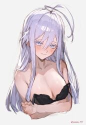 1girls 86_-eightysix- absurd_res absurdres ahoge antenna_hair arm_under_breast arm_under_breasts arms_under_breasts bare_arms bare_chest bare_hands bare_shoulders bare_skin black_bra black_underwear blue_eyes blue_eyes_female blush blush_lines blushing_at_viewer blushing_female bra breasts cleavage collarbone covered_areola covered_areolae covered_breasts covered_nipples dot_nose elbows exposed exposed_arms exposed_shoulders eyebrows_visible_through_hair female female_focus female_only fingers frilled_bra frilled_underwear hair_between_eyes half_naked head_tilt high_resolution highres light-skinned_female light_skin long_hair looking_at_viewer medium_breasts naked naked_female nude nude_female shoulders silver_hair silver_hair_female simple_background smile smiling smiling_at_viewer solo sooon tilted_head underwear upper_body vladilena_millize white_background white_eyebrows white_eyes white_hair white_hair_female