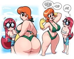2girls ass beach breasts dexter's_laboratory dexter's_mom milf superspoe