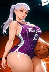 1girls ai_generated basketball basketball_uniform big_ass big_breasts big_butt black_clover dreamcoreart female female_only huge_breasts huge_butt noelle_silva solo thick_ass thick_butt thick_legs thick_thighs white_hair