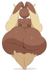 anthro arizonathevixen ass bottom_heavy brown_fur fat_ass floppy_ears fur furry game_freak giant_ass huge_ass lagomorph leporid lop_ears lopunny nintendo pokemon pokemon_(species) rabbit rabbit_ears rabbit_tail rear_view sexy simple_background standing tail thick_ass thick_thighs white_background wide_hips