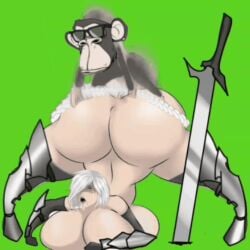 animated big_ass big_breasts big_butt funny hentai malamustika monkey nft_monkey white_hair