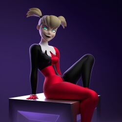 3d big_breasts blonde_hair breasts dc dc_comics female harley_quinn harley_quinn_(classic) tagme thick_thighs wide_hips yurisylentra