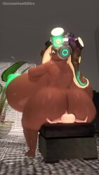 animated big_ass big_breasts big_nipples cowgirl_position dark-skinned_female hyper hyper_breasts inkling larger_female leviantan581re marina_(splatoon) no_sound octoling size_difference splatoon tagme vaginal_penetration video