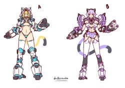 2024 2girls armored_femalemidriff battlemech battletech bellybutton big_breasts bikini blonde_hair blue_eyes boob_window cat_ears cat_girl clan_(battletech) concept_art female garter_straps gun_arm loincloth mech mecha mechagirl mechwarrior navel pink_hair purple_eyes shikai_(artist) short_hair supernova_(battlemech) tagme tail tail_markings thigh_highs