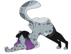 big_thighs feline_humanoid female green_eyes huge_ass snow_leopard stretching tail the_mag the_mag_